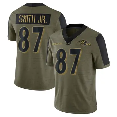 Octavian Smith Jr. Men's Limited Olive Baltimore Ravens 2021 Salute To Service Jersey