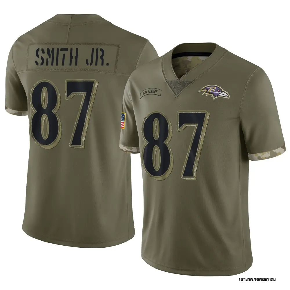 Octavian Smith Jr. Men's Limited Olive Baltimore Ravens 2022 Salute To Service Jersey