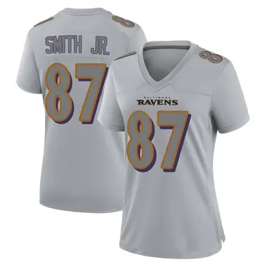 Octavian Smith Jr. Women's Game Gray Baltimore Ravens Atmosphere Fashion Jersey