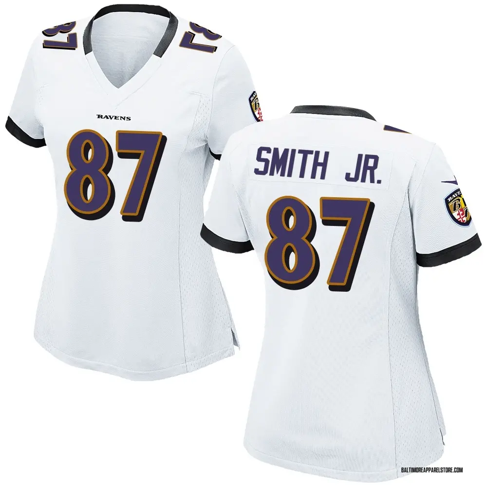 Octavian Smith Jr. Women's Game White Baltimore Ravens Jersey