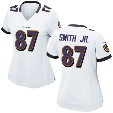 Octavian Smith Jr. Women's Game White Baltimore Ravens Jersey