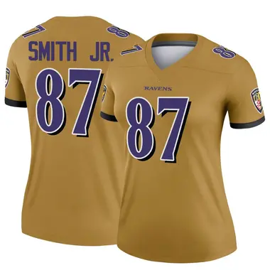 Octavian Smith Jr. Women's Legend Gold Baltimore Ravens Inverted Jersey