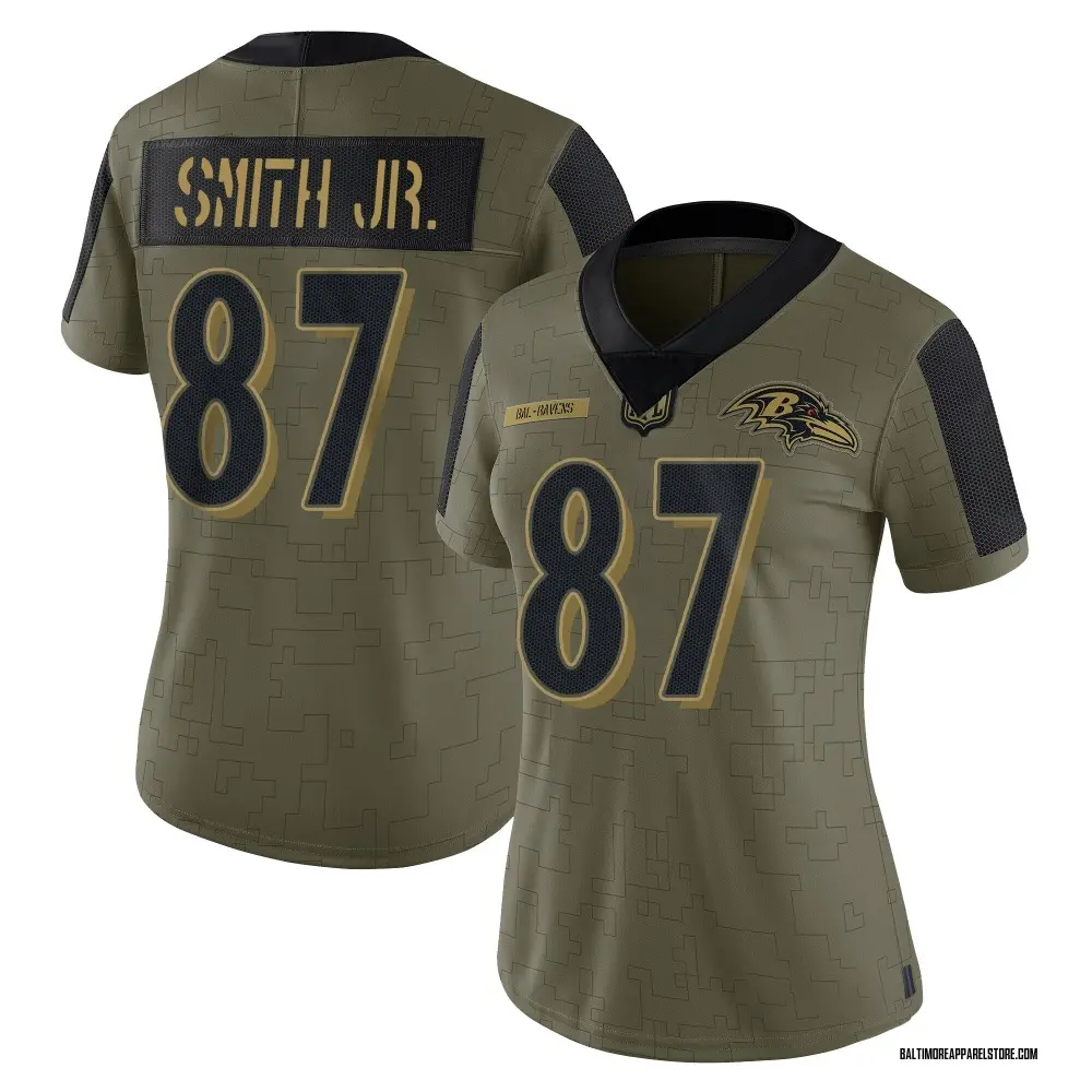 Octavian Smith Jr. Women's Limited Olive Baltimore Ravens 2021 Salute To Service Jersey