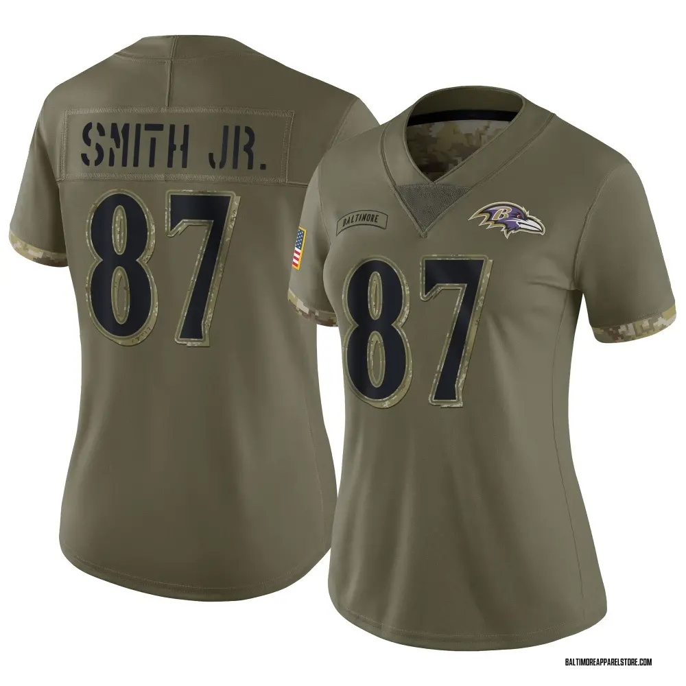 Octavian Smith Jr. Women's Limited Olive Baltimore Ravens 2022 Salute To Service Jersey