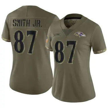 Octavian Smith Jr. Women's Limited Olive Baltimore Ravens 2022 Salute To Service Jersey