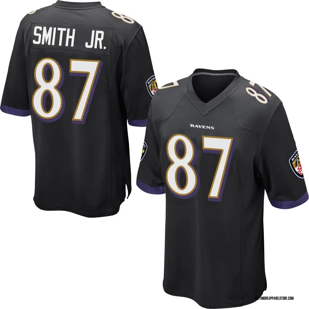 Octavian Smith Jr. Youth Game Black Baltimore Ravens Jersey
