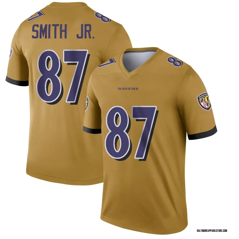 Octavian Smith Jr. Youth Legend Gold Baltimore Ravens Inverted Jersey