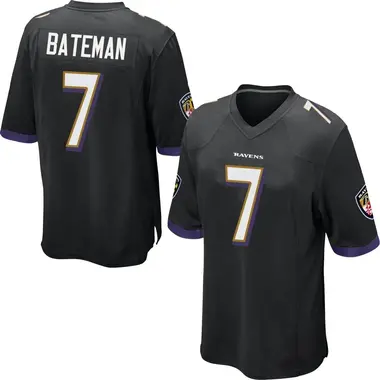 Rashod Bateman Men's Game Black Baltimore Ravens Jersey