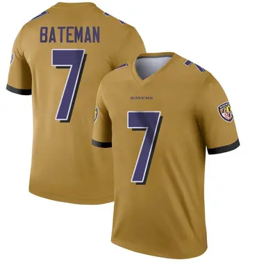 Rashod Bateman Youth Legend Gold Baltimore Ravens Inverted Jersey