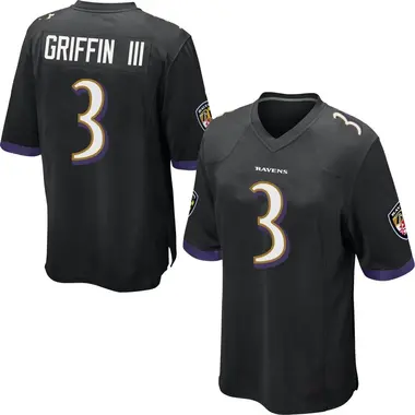 Robert Griffin III Men's Game Black Baltimore Ravens Jersey