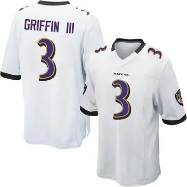 Robert Griffin III Men's Game White Baltimore Ravens Jersey
