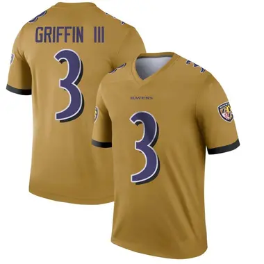 Robert Griffin III Men's Legend Gold Baltimore Ravens Inverted Jersey