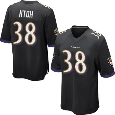 Sone Ntoh Men's Game Black Baltimore Ravens Jersey