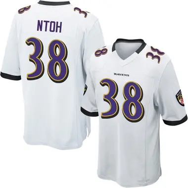 Sone Ntoh Men's Game White Baltimore Ravens Jersey