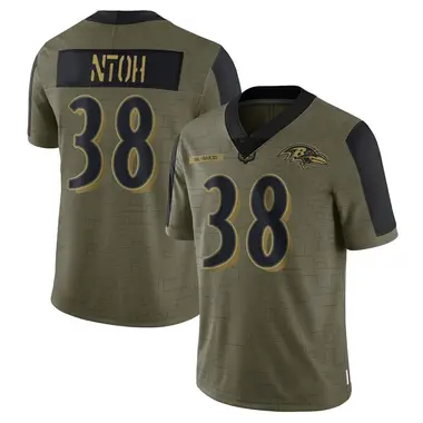Sone Ntoh Men's Limited Olive Baltimore Ravens 2021 Salute To Service Jersey