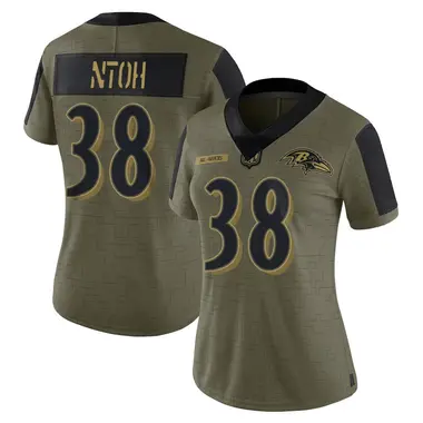 Sone Ntoh Women's Limited Olive Baltimore Ravens 2021 Salute To Service Jersey