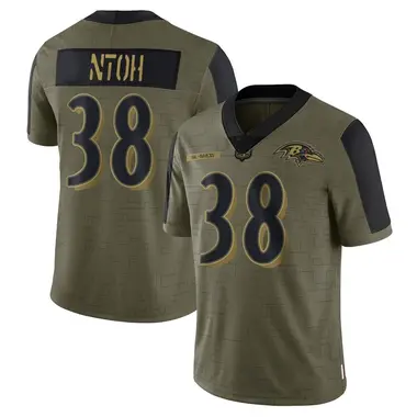 Sone Ntoh Youth Limited Olive Baltimore Ravens 2021 Salute To Service Jersey