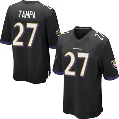 T.J. Tampa Men's Game Black Baltimore Ravens Jersey