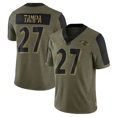 T.J. Tampa Men's Limited Olive Baltimore Ravens 2021 Salute To Service Jersey