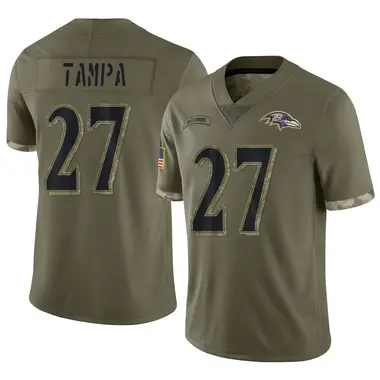 T.J. Tampa Men's Limited Olive Baltimore Ravens 2022 Salute To Service Jersey