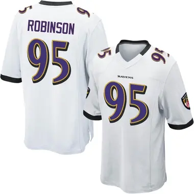 Tavius Robinson Men's Game White Baltimore Ravens Jersey