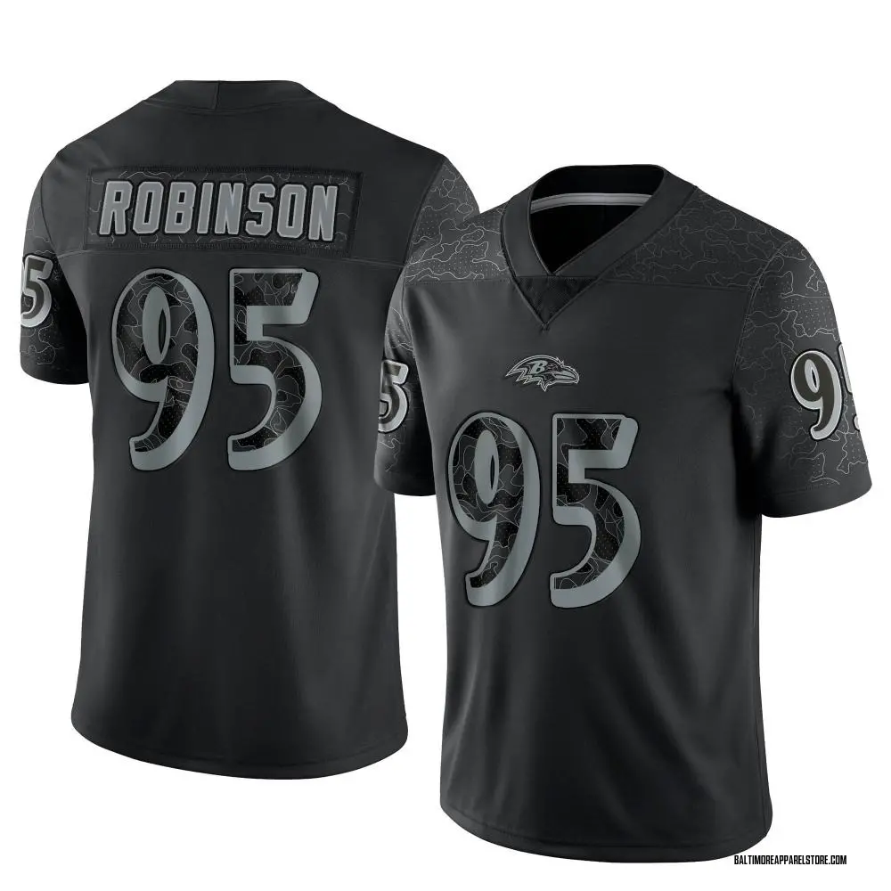 Tavius Robinson Men's Limited Black Baltimore Ravens Reflective Jersey
