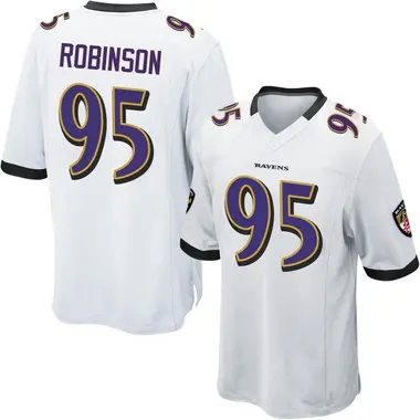 Tavius Robinson Youth Game White Baltimore Ravens Jersey