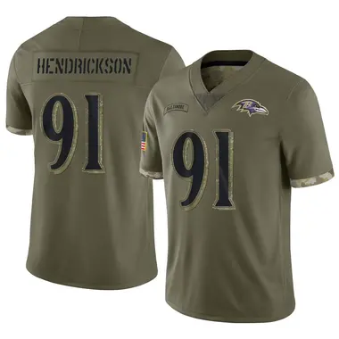 Trey Hendrickson Youth Limited Olive Baltimore Ravens 2022 Salute To Service Jersey