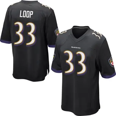 Tyler Loop Men's Game Black Baltimore Ravens Jersey