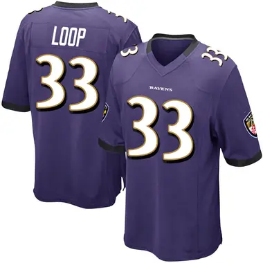 Tyler Loop Men's Game Purple Baltimore Ravens Team Color Jersey