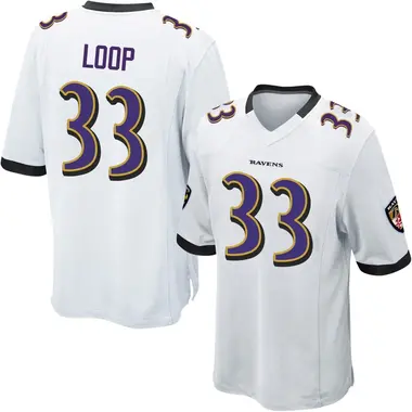 Tyler Loop Men's Game White Baltimore Ravens Jersey