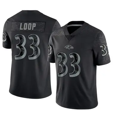 Tyler Loop Men's Limited Black Baltimore Ravens Reflective Jersey
