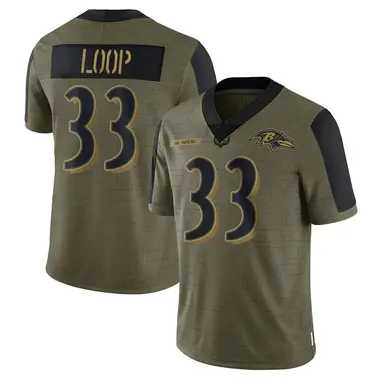 Tyler Loop Men's Limited Olive Baltimore Ravens 2021 Salute To Service Jersey