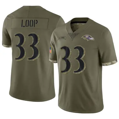 Tyler Loop Men's Limited Olive Baltimore Ravens 2022 Salute To Service Jersey