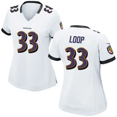 Tyler Loop Women's Game White Baltimore Ravens Jersey