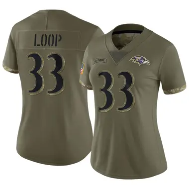 Tyler Loop Women's Limited Olive Baltimore Ravens 2022 Salute To Service Jersey