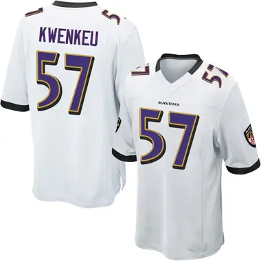 William Kwenkeu Youth Game White Baltimore Ravens Jersey