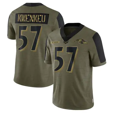 William Kwenkeu Youth Limited Olive Baltimore Ravens 2021 Salute To Service Jersey