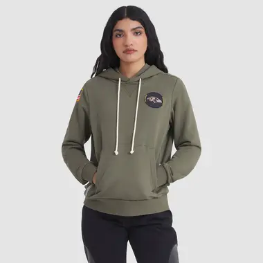 Women's Olive Baltimore Ravens 2025 Salute to Service Sideline Hoodie