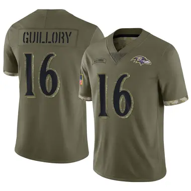 Xavier Guillory Men's Limited Olive Baltimore Ravens 2022 Salute To Service Jersey
