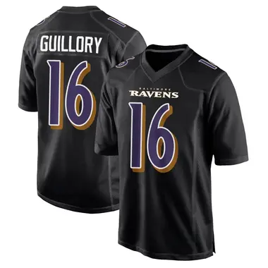 Xavier Guillory Youth Game Black Baltimore Ravens Carbon Fashion Jersey