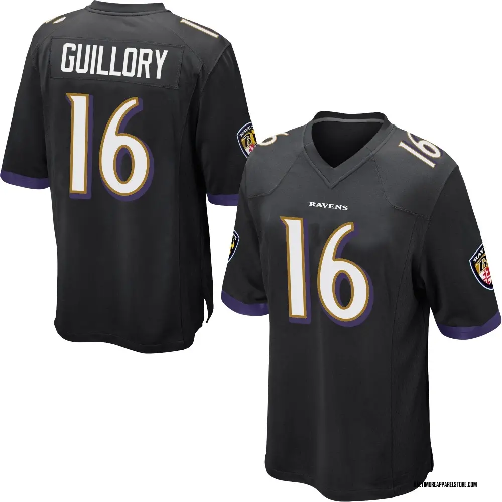 Xavier Guillory Youth Game Black Baltimore Ravens Jersey