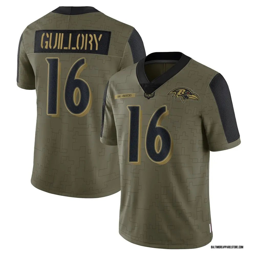 Xavier Guillory Youth Limited Olive Baltimore Ravens 2021 Salute To Service Jersey