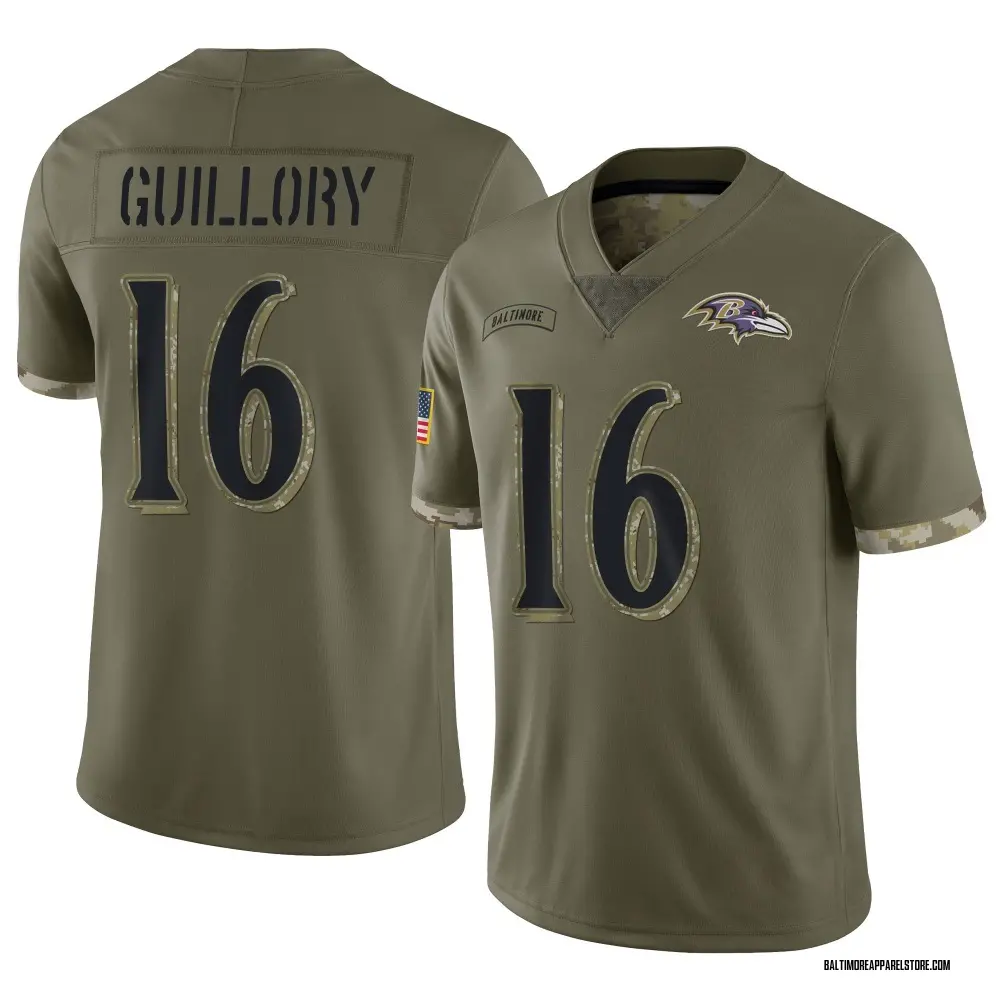 Xavier Guillory Youth Limited Olive Baltimore Ravens 2022 Salute To Service Jersey
