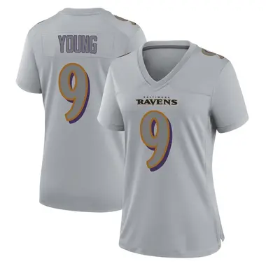 Zion Young Women's Game Gray Baltimore Ravens Atmosphere Fashion Jersey