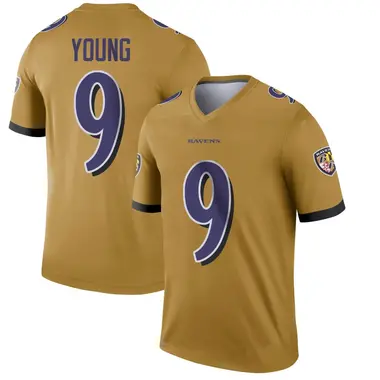 Zion Young Youth Legend Gold Baltimore Ravens Inverted Jersey