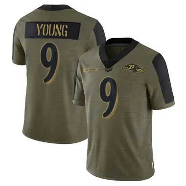 Zion Young Youth Limited Olive Baltimore Ravens 2021 Salute To Service Jersey